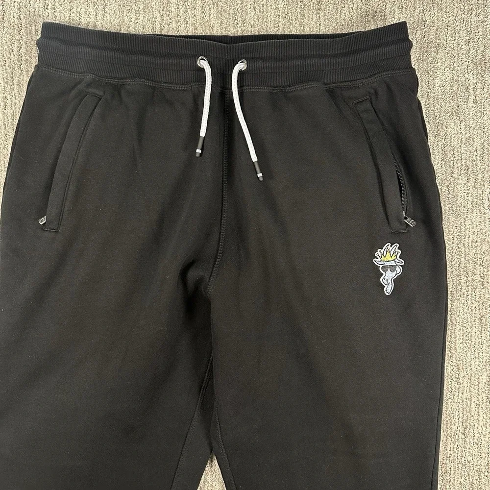 GOAT USA Mens Joggers Black Fleece Sweatpants Embroidered Logo‎ Size XL